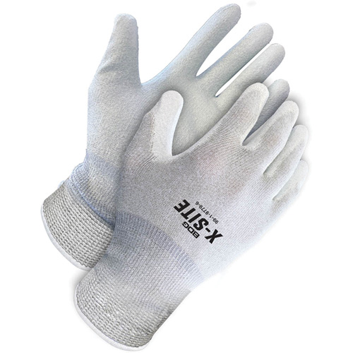 X-Site Anti-Static Coated Gloves, 8, Polyurethane Coating, 15 Gauge, Nylon/Copper Shell Action Paper