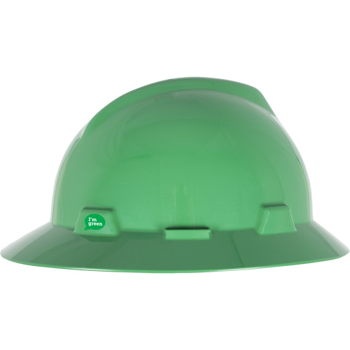 Casque de s&eacute;curit&eacute; &agrave; bord complet V-Gard GREEN avec fentes, CSA type 1, Suspension Rochet Action Paper