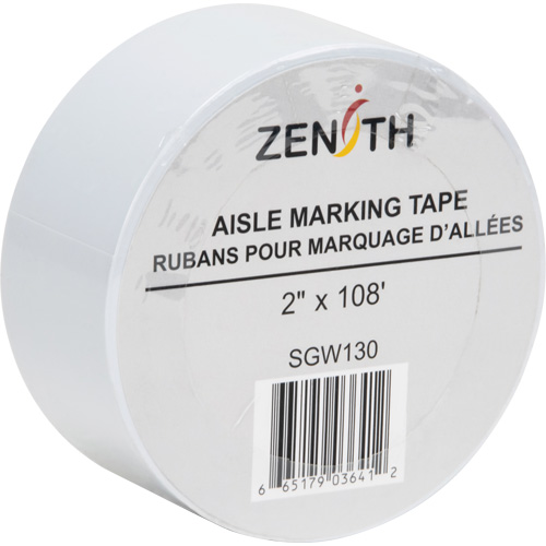 Ruban pour marquage d'all&eacute;es, 2" x 108', PVC, Blanc Action Paper