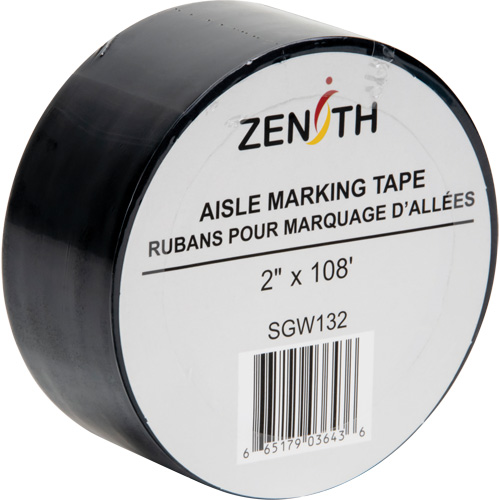 Ruban pour marquage d'all&eacute;es, 2" x 108', PVC, Noir Action Paper