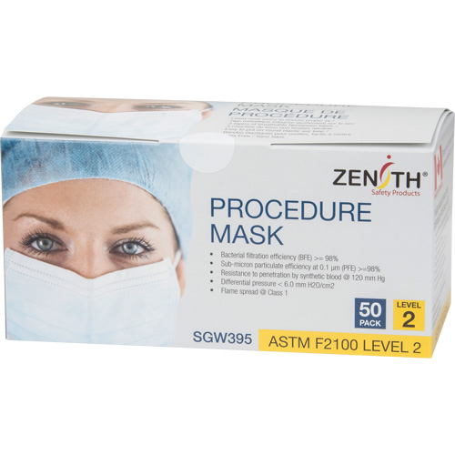 Disposable Procedure Face Masks, ASTM F2100 Level 2, Class 1 Action Paper