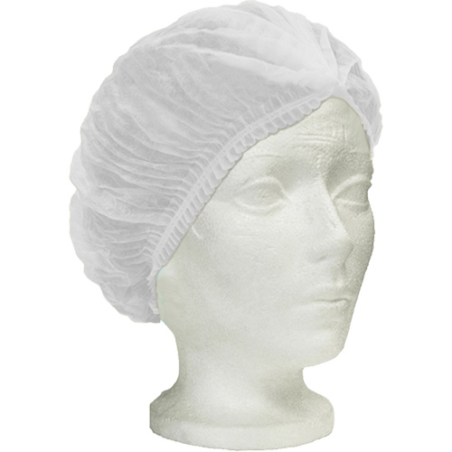 Bonnet bouffant pliss&eacute; Ronco Care, Polypropyl&egrave;ne, 24", Blanc Action Paper