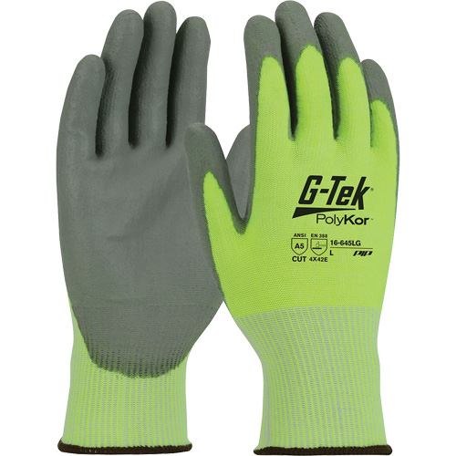 G-Tek&reg; PolyKor&reg; Cut Resistant Gloves, Small, 13 Gauge, Polyurethane Coated, ASTM ANSI Level A5/EN 388 Level E Action Paper