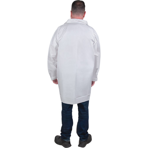 Protective Lab Coat, Microporous, White, Medium Action Paper
