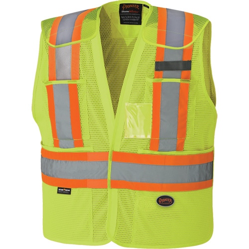 6933 Veste de s&eacute;curit&eacute; d&eacute;tachable haute visibilit&eacute; &agrave; &eacute;paules tombantes, Jaune lime haute visibilit&eacute;, Moyen/Petit, Polyester Action Paper