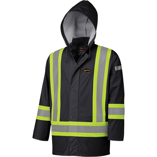 5894BK Fire-Resistant Waterproof Safety Jacket, Polyurethane, Black, X-Small Action Paper