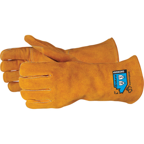 Endura&reg; Deluxe Cut-Resistant Welding Gloves, Split Cowhide, Size Small Action Paper
