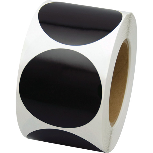 Pastilles de marquage color&eacute;es, Cercle, 3" lo x 3" la, Noir, Vinyle Action Paper