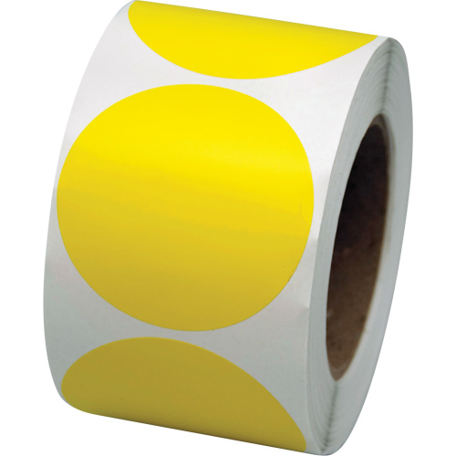 Coloured Marking Dots, Circle, 3" L x 3" W, Yellow, Vinyl Action Paper