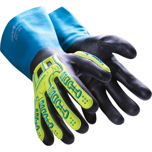 Gants r&eacute;sistants aux produits chimiques HexChem, Taille 6/T-petit, Nitrile Action Paper