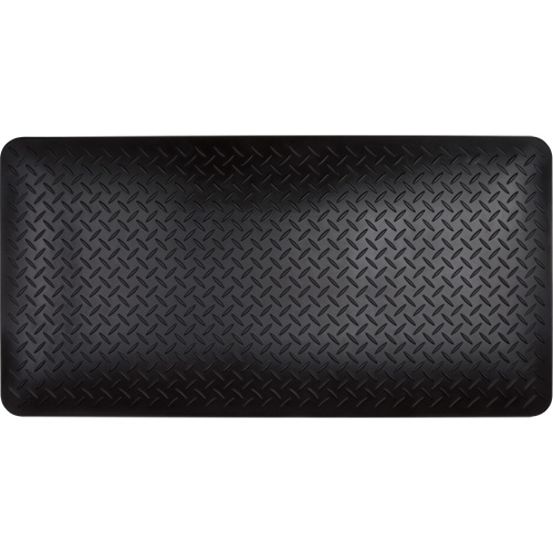 Anti-Fatigue Matting, Diamond, 1-2/3' x 3-1/4' x 3/4", Black, Polyurethane Action Paper