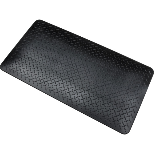 Anti-Fatigue Matting, Diamond, 1-2/3' x 3-1/4' x 3/4", Black, Polyurethane Action Paper