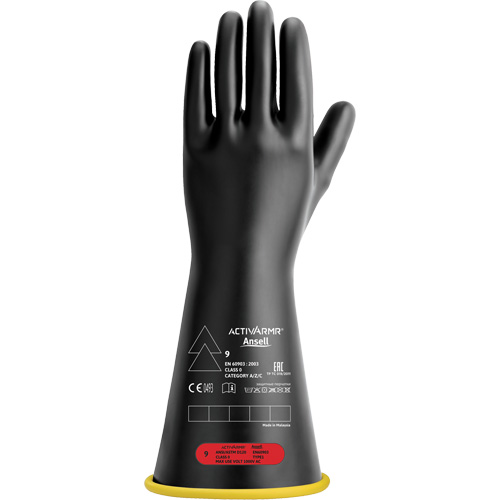 Gants isolants en caoutchouc naturel, ASTM classe 0, Taille 7, 14" lo Action Paper