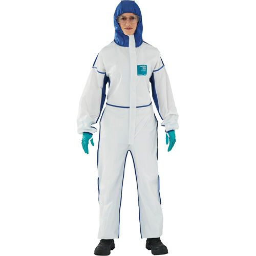 AlphaTec 1800 Comfort 3-Piece Coveralls, Large, Blue/White, Microporous/SMS Action Paper