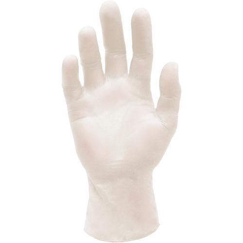 Synthetic Stretch Medical Examination Gloves, Large, Vinyl, 5-mil, Powder-Free, White, Class 2 Action Paper