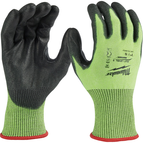Gants &agrave; haute visibilit&eacute; enduits par trempage, Taille Petit, Calibre 15, Rev&ecirc;tement Polyur&eacute;thane, Enveloppe en Poly&eacute;thyl&egrave;ne, ASTM ANSI niveau A5 Action Paper