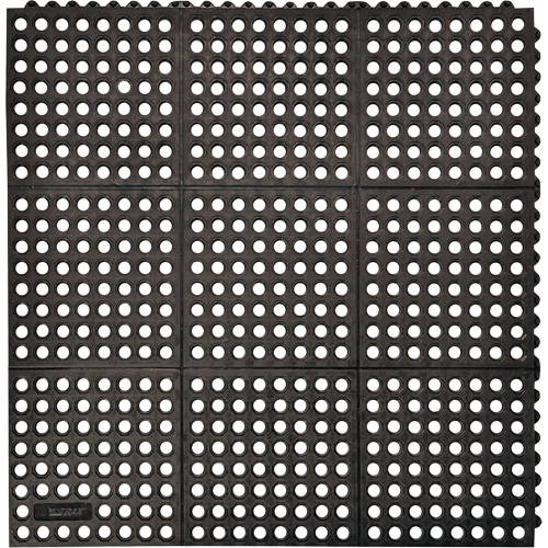 Cushion-Ease&reg; 550 Interlocking Anti-Fatigue Mat, Slotted, 3' x 3' x 3/4", Black, Rubber Action Paper