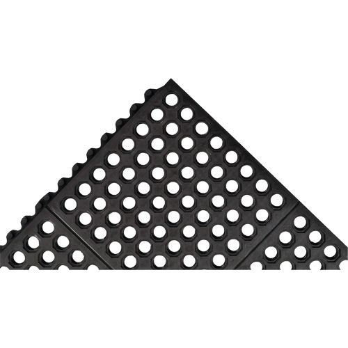 Cushion-Ease&reg; 550 Interlocking Anti-Fatigue Mat, Slotted, 3' x 3' x 3/4", Black, Rubber Action Paper