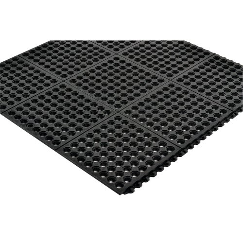 Cushion-Ease&reg; 550 Interlocking Anti-Fatigue Mat, Slotted, 3' x 3' x 3/4", Black, Rubber Action Paper