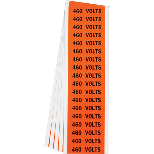 "460 Volts" Conduit & Voltage Labels, 1/2" x 2-1/4", Cloth/Vinyl, English Action Paper