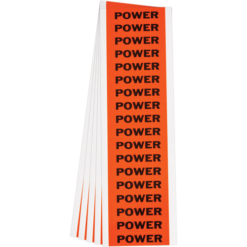 "Power" Conduit & Voltage Labels, 1/2" x 2-1/4", Cloth/Vinyl, English Action Paper