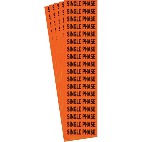 "Single Phase" Conduit & Voltage Labels, 1/2" x 2-1/4", Cloth/Vinyl, English Action Paper