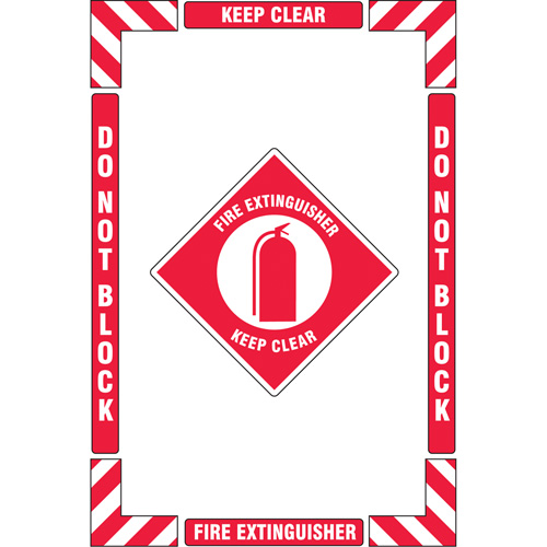 "Fire Extinguisher" Floor Marking Kit, Adhesive, English with Pictogram Action Paper