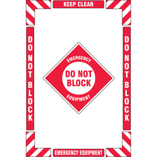 "Emergency Equipment" Floor Marking Kit, Adhesive, English with Pictogram Action Paper