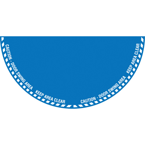 "Caution" Half Circle Swing Door Floor Sign, Adhesive, English with Pictogram Action Paper