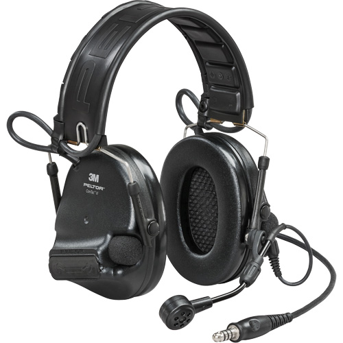 Casque VI NIB avec fils de sortie unique et rail arc Peltor ComTac, Style Bandeau, 23 dB Action Paper