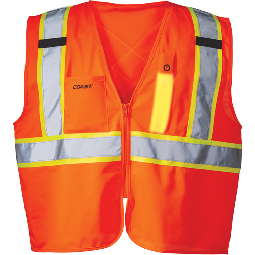 SV350 X-Back Safety Vest with Light, High Visibility Orange, Small, Polyester Action Paper