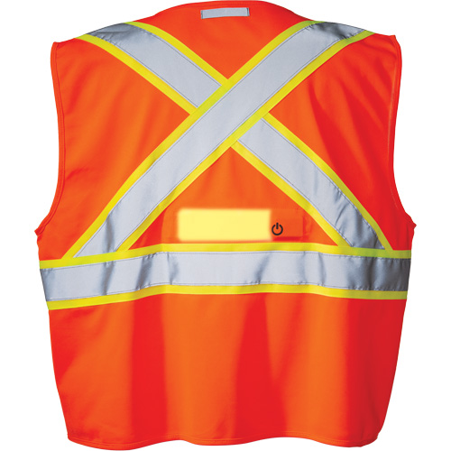 SV350 X-Back Safety Vest with Light, High Visibility Orange, Small, Polyester Action Paper