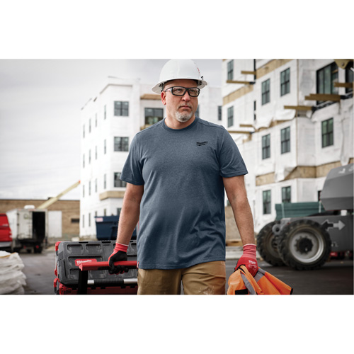 T-shirt de travail hybride, Hommes, Petit, Bleu Action Paper