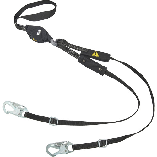 V-Series Utility Energy Absorbing Lanyard, 6', Snap Hook Center, Snap Hook Leg Ends, Nylon Action Paper