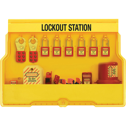 Premier Electrical Lockout Station, Thermoplastic Padlocks, 16 Padlock Capacity, Padlocks Included Action Paper