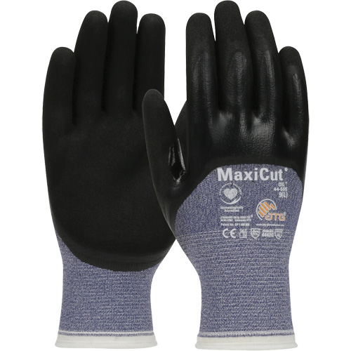 ATG MaxiCut&reg; Oil Cut-Resistant Gloves, Size Large, 15 Gauge, Nitrile Coated, Engineered Yarn Shell, ASTM ANSI Level A3/EN 388 Level 4/EN 388 Level C Action Paper