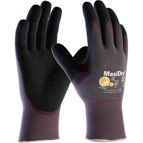 ATG MaxiDry&reg; Ultra Lightweight Seamless Gloves, Large, Nitrile Coating, 15 Gauge, Nylon/Elastane Shell Action Paper
