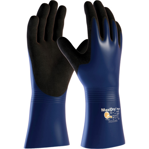 ATG MaxiDry&reg; Plus Chemical & Cut Resistant Gloves, Large, Nitrile Coating, Nylon/Elastane Shell Action Paper