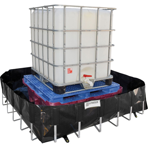 Berme de confinement des d&eacute;versements Ultra-IBC Berm, Capacit&eacute; 400 gal. US, 6' la x 6' lo x 18" h, Support en L Action Paper