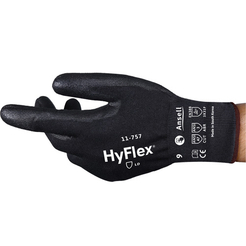 Gants r&eacute;sistant aux coupures Hyflex 11-757, Taille 8, Calibre 18, Rev&ecirc;tement Polyur&eacute;thane, Enveloppe en Intercept, ASTM ANSI niveau A7/EN 388 niveau F Action Paper