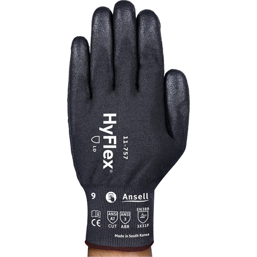 Gants r&eacute;sistant aux coupures Hyflex 11-757, Taille 8, Calibre 18, Rev&ecirc;tement Polyur&eacute;thane, Enveloppe en Intercept, ASTM ANSI niveau A7/EN 388 niveau F Action Paper