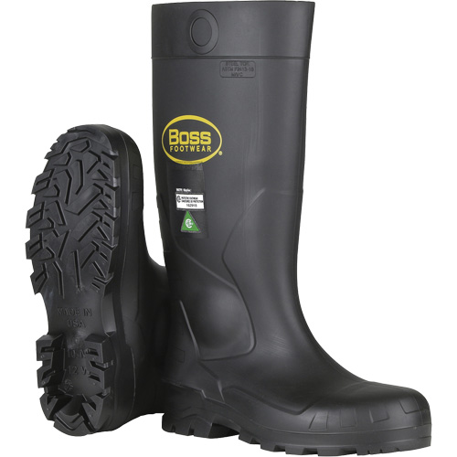 Dynamic Boss&reg; Full Safety Boot, PVC, Steel Toe, Size 6, Puncture Resistant Sole Action Paper