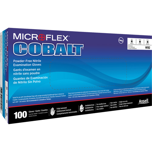 Microflex&reg; Cobalt&reg; N19 Multi-Purpose Exam Gloves, X-Small, Nitrile, 3.9-mil, Powder-Free, Blue, Class 2 Action Paper