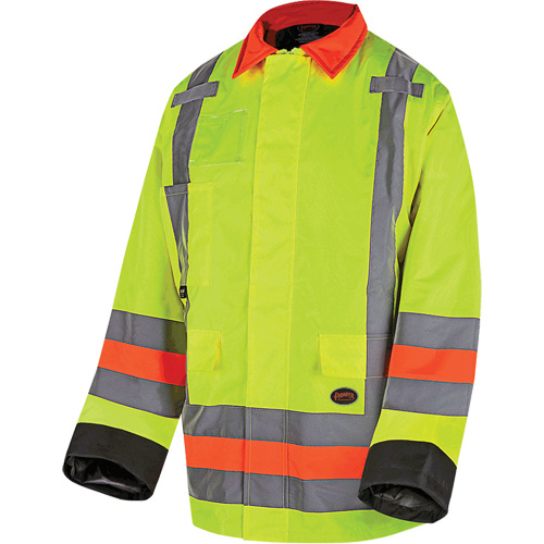 6040 Veste de contr&ocirc;le de la circulation pour l'hiver qu&eacute;b&eacute;cois, Polyester, Jaune lime haute visibilit&eacute;, T-petit Action Paper