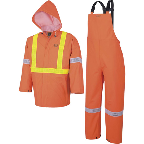 R85 Ensemble imperm&eacute;able de s&eacute;curit&eacute; 3 pi&egrave;ces ignifuge Element FR, PVC, Petit, Orange haute visibilit&eacute; Action Paper