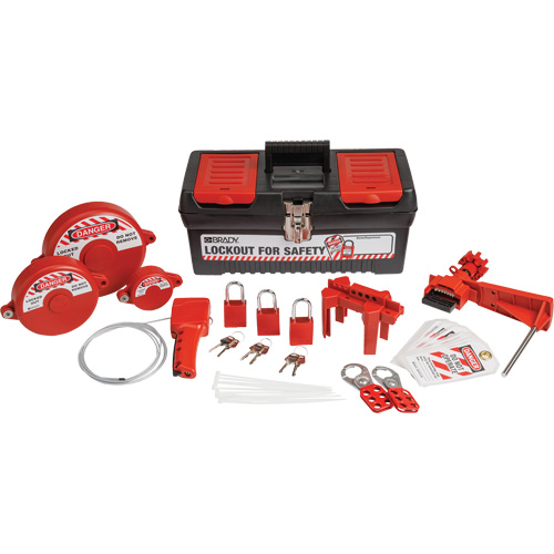 Lockout Tagout Kit with Aluminum Safety Padlocks in Toolbox, Valve Kit, 32 Components Action Paper