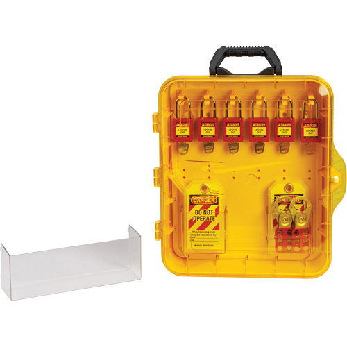 Station de cadenassage avec cadenas de s&eacute;curit&eacute; en nylon utilisant des cl&eacute;s identiques, Cadenas Plastique, Capacit&eacute; de 6, Cadenas Compris Action Paper