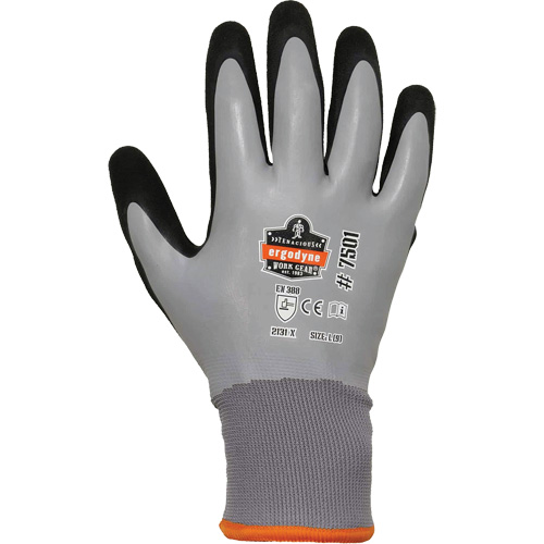 Gants de travail Hydrofuges et enduits pour l'hiver ProFlex 7501, Petit, R&ecirc;vetement Nitrile/Latex, Calibre 10/15, Enveloppe en Polyester Action Paper