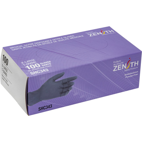 Medical Grade Disposable Gloves, X-Large, Nitrile, 6-mil, Powder-Free, Black, Class 2 Action Paper