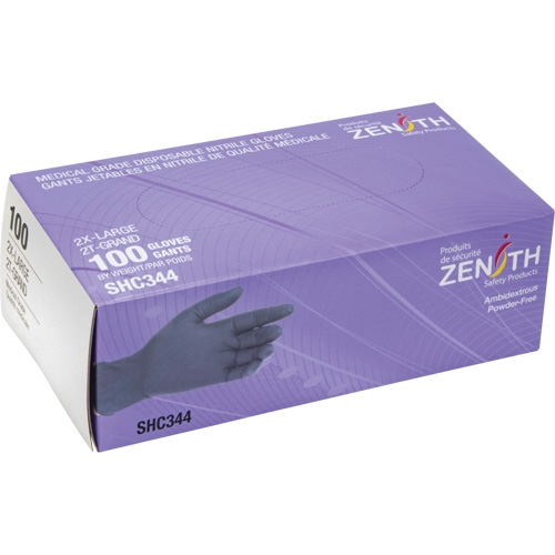 Medical Grade Disposable Gloves, 2X-Large, Nitrile, 6-mil, Powder-Free, Black, Class 2 Action Paper